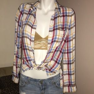Women’s flannel size S Muti color button down EUC